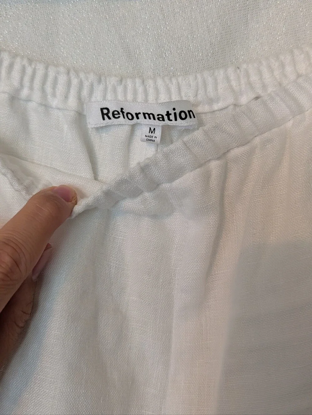 Reformation Remi Cropped Linen Pant Ivory - Size M